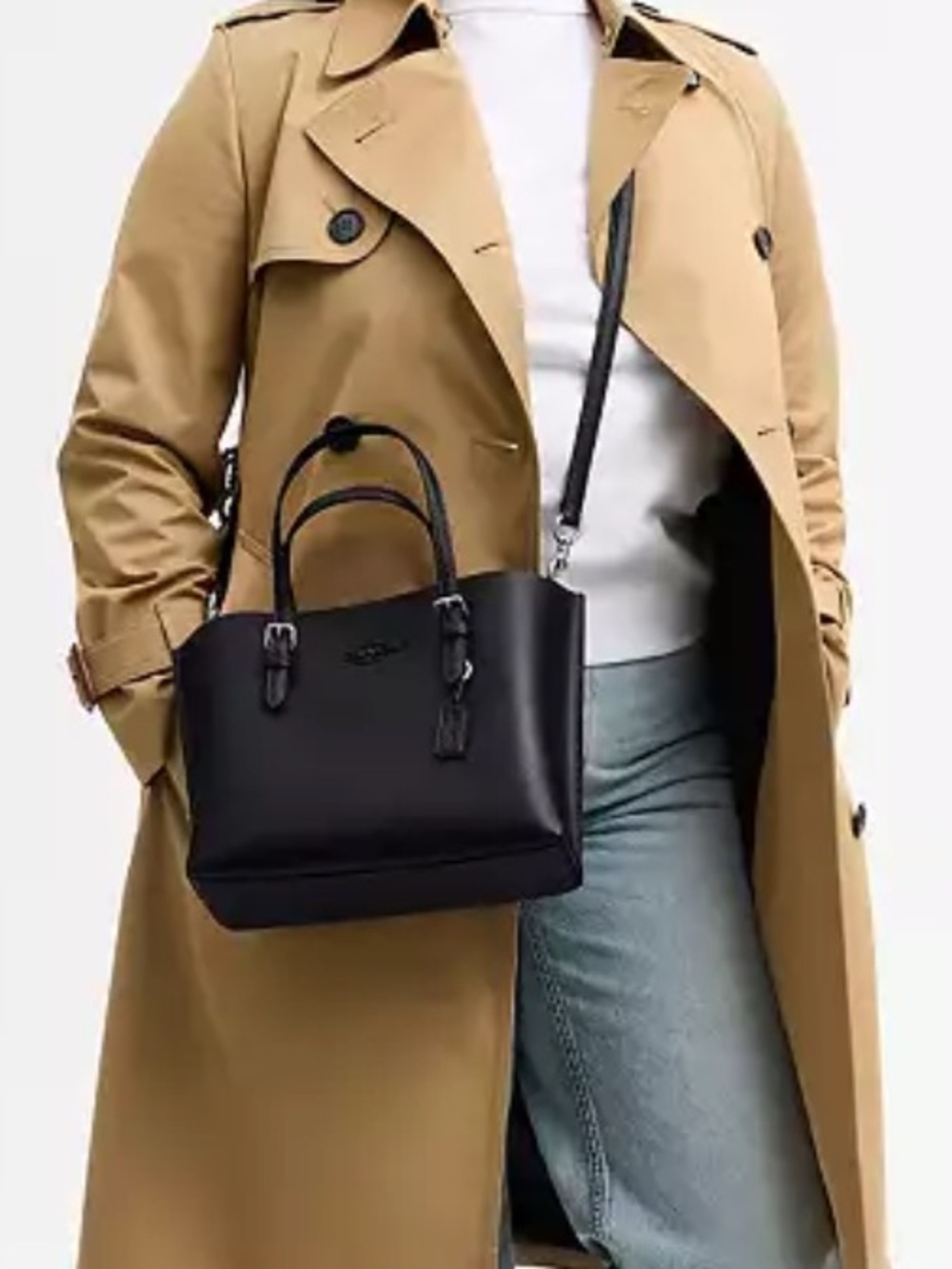 Coach Black Pebbled Leather Tote with Removable Crossbody Strap - Picture 3 of 12
